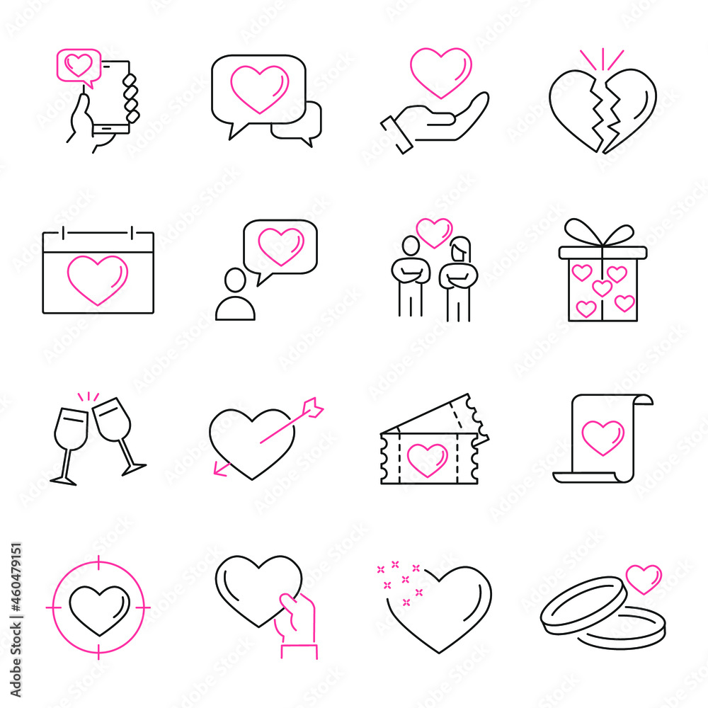 Love icons set. Love pack symbol vector elements for infographic web Love icons set. Love pack symbol vector elements for infographic web