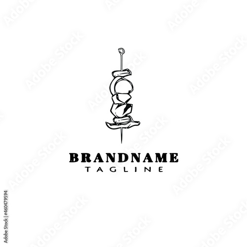 barbecue logo cartoon icon cute template black isolated vector illustration