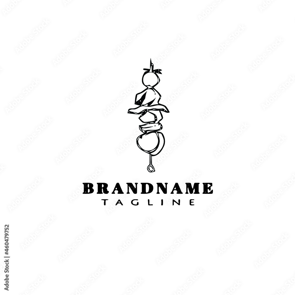Obraz premium barbecue logo cartoon icon design template black isolated cute illustration