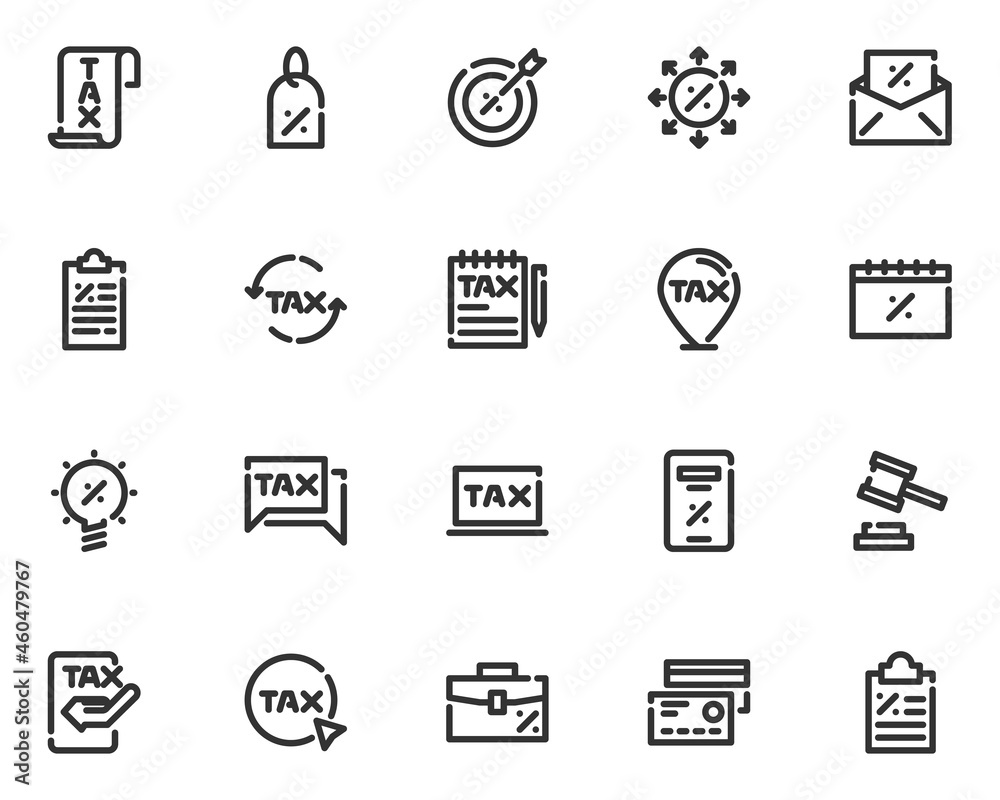 © kornkun - set of tax line icons, finance, fee, discount © kornkun - set of tax line icons, finance, fee, discount