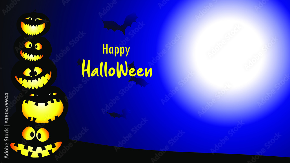 Fototapeta premium Happy Halloween Poster. Halloween card with a pumpkins. Vector illustration. All in a single layer. Elements for design.