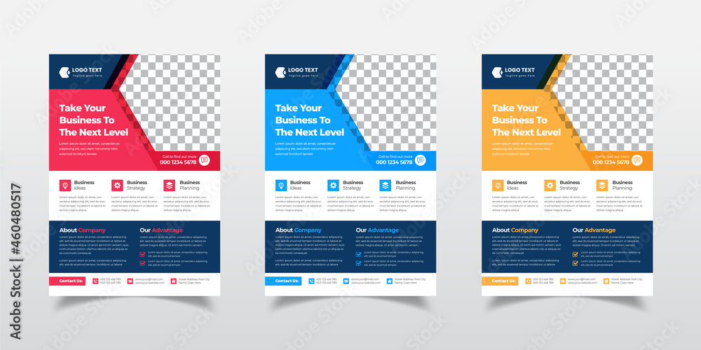 Modern Corporate Business Company Agency A4 Flyer Template Or Colorful Shape Flyer Template Design