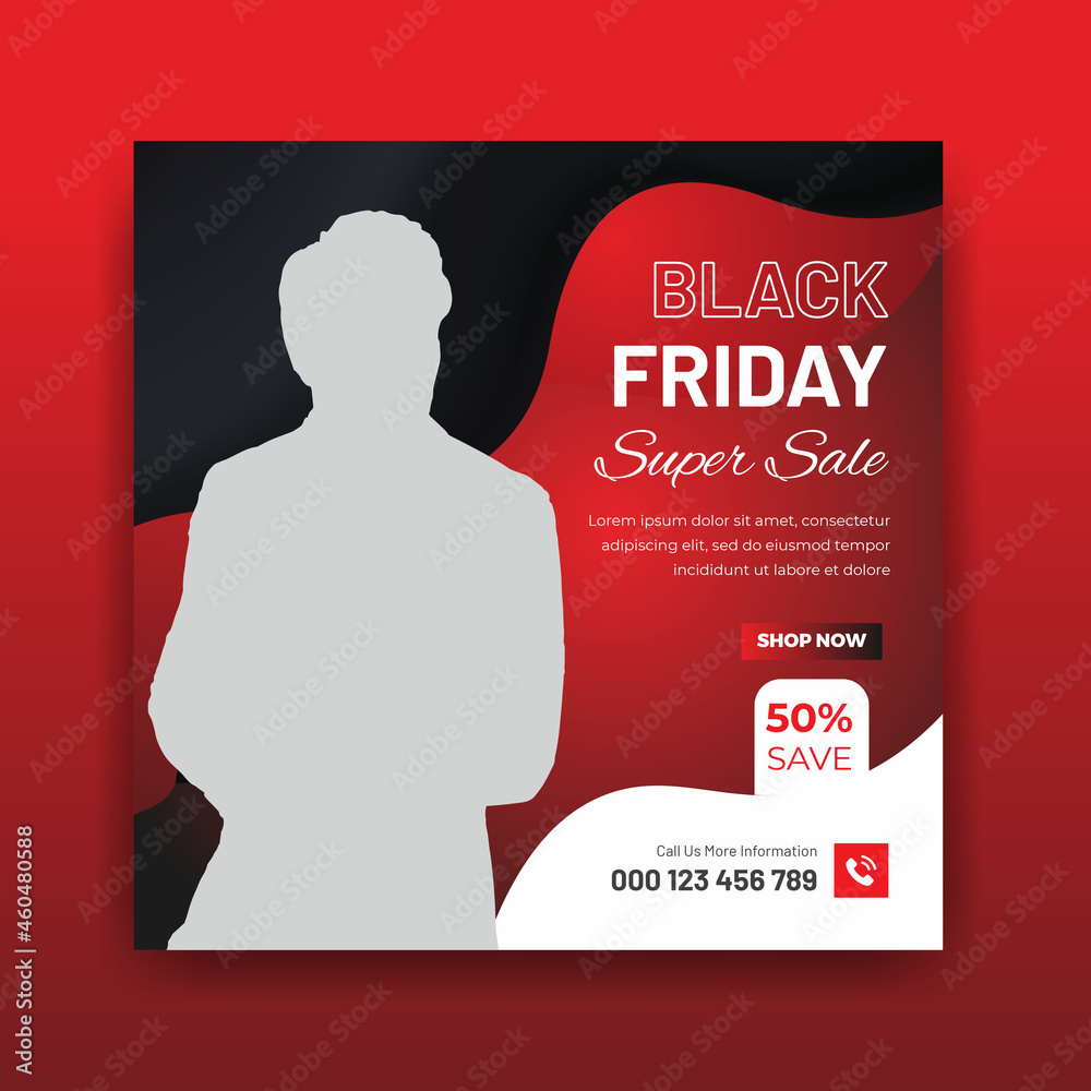 Black Friday Big Sale Offer Social Media Post Or Square Web Banner template Flyer