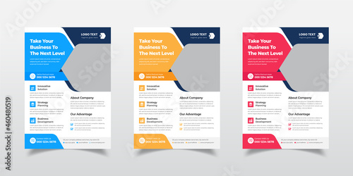 Modern Corporate Business Company Agency A4 Flyer Template Or Colorful Shape Flyer Template Design