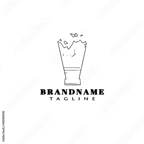 broken bottle cartoon logo icon concept template black isolated vector illustration