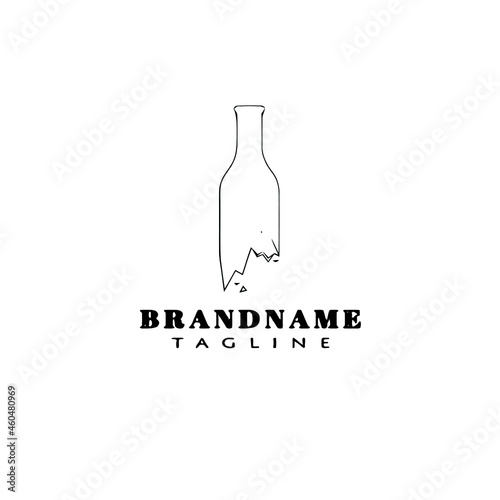 broken bottle cartoon logo icon design concept black isolated vector illustration