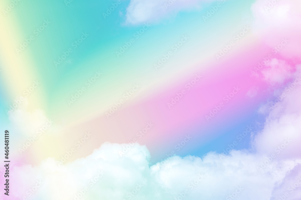 beauty sweet pastel pink yellow colorful with fluffy clouds on sky. multi color rainbow image. abstract fantasy growing light beauty sweet pastel pink yellow colorful with fluffy clouds on sky. multi color rainbow image. abstract fantasy growing light