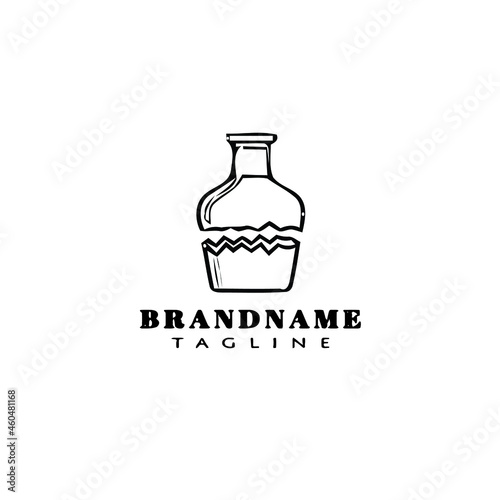 broken bottle cartoon logo icon design template black isolated vector flat