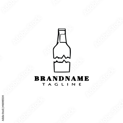 broken bottle cartoon logo icon design template black simple vector illustration