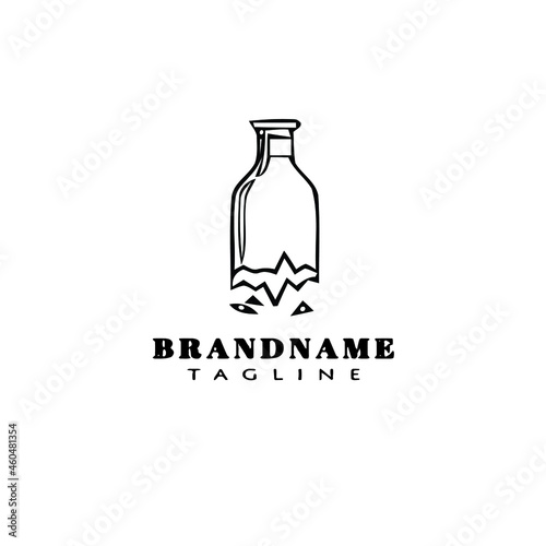 broken bottle cartoon logo icon design template black isolated vector simple