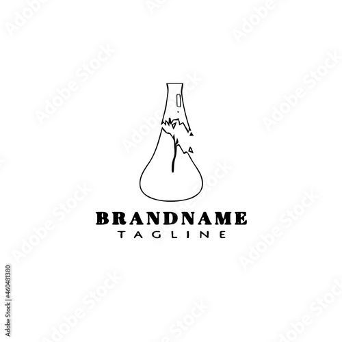 simple broken bottle cartoon logo icon design template black isolated vector illustration