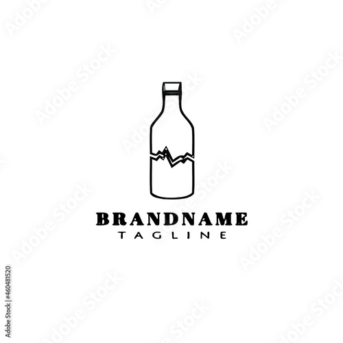 broken bottle cartoon logo icon design template black isolated vector cute