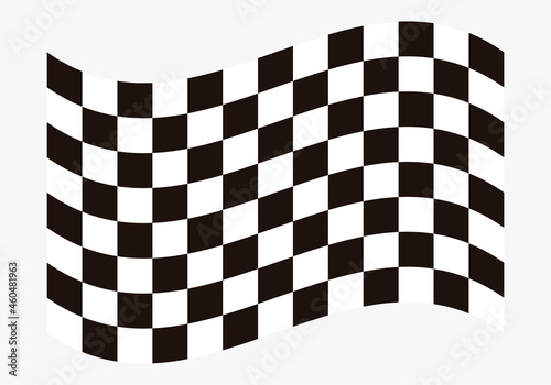 Bandera de meta y logros en fondo blanco.