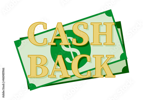 Icono de cash back con billetes de dolar.