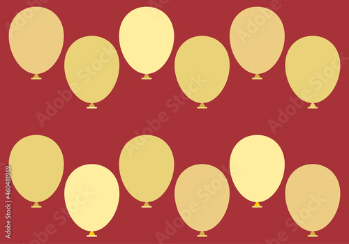 Globos dorados sobre fondo rojo de navidad.