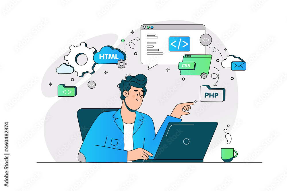 Guy busy with website page development