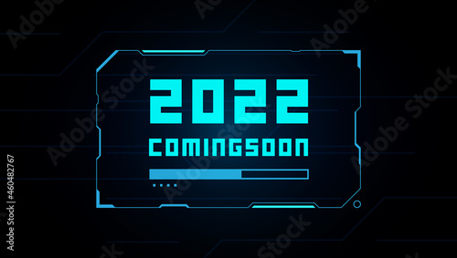 2022 coming soon loading bar frame futuristic hud neon vector design.