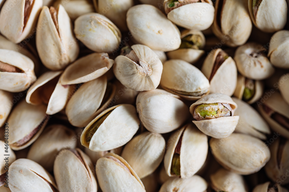Background made of pistachio macro shot