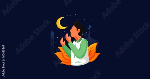 Animation - motion graphics - Ramadan Mubarak - pray to god at night during ramadan