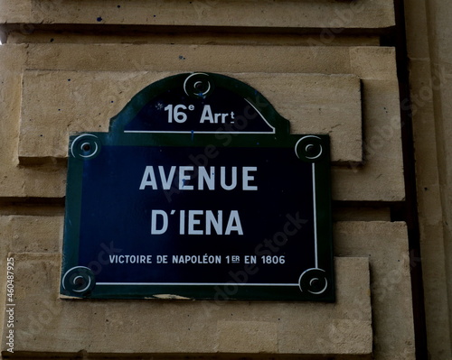 Avenue de Iena. Plaque de nom de rue. Paris.
 photo