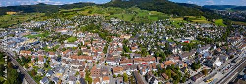 Aerial view of the city Sissach in Switzerland on a sunny day in summer. © GDMpro S.R.O.