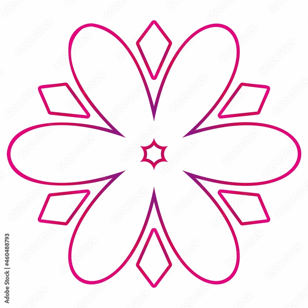 flower, gradient isolated on white background, radial design element, flat illustration, icon