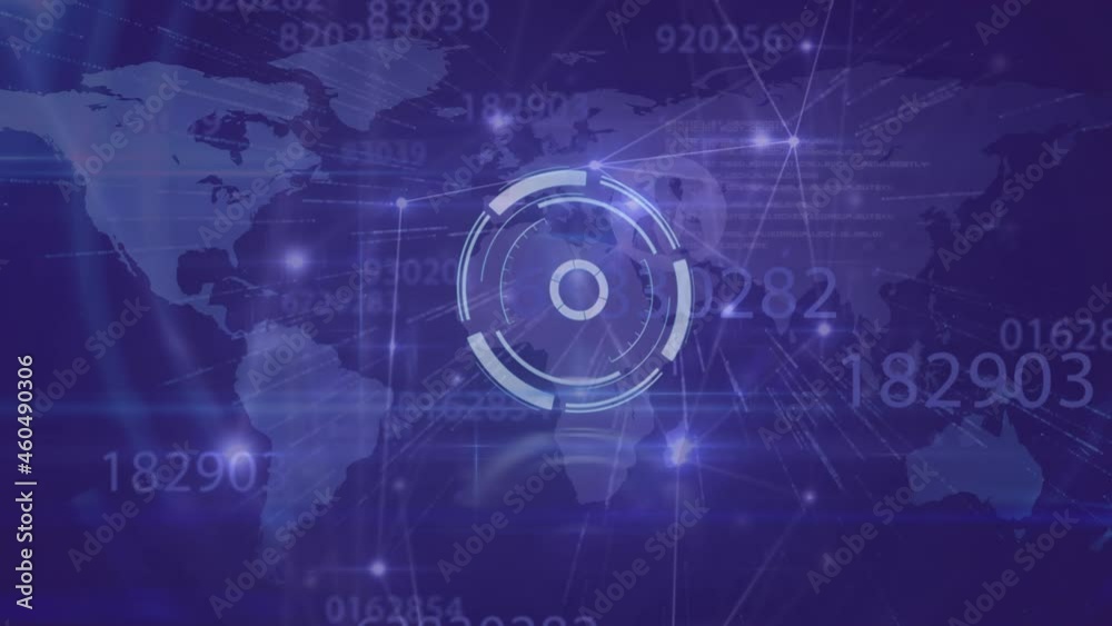 Animation of safe lock over network of connections on purple background Animation of safe lock over network of connections on purple background