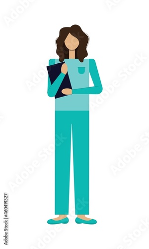Vector flat illustration of a nurse with a book. Can be used to create flyers, presentations, banners.