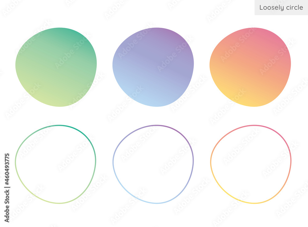 不規則な形の円 ゆるい円形 丸型 背景素材のイラストセット グラデーションバージョン Stock Vector Adobe Stock
