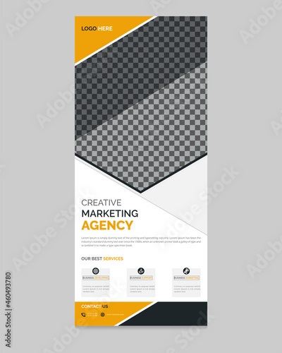 Professional Business corporate rollup banner and template. Modern Exhibition Advertising Business Roll Up Banner Stand Poster Brochure flat design for template  