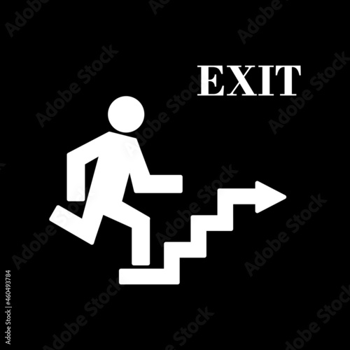 emergency pass sign icon, exit stair sign icon, exit stair sign symbol