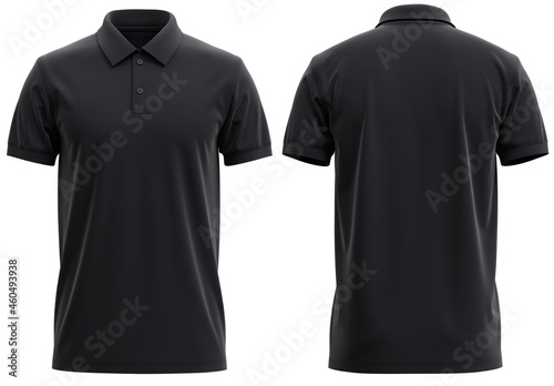 Short-Sleeve polo shirt rib collar and cuff ( Realistic 3d renders ) Black photo