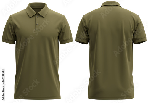 Short-Sleeve polo shirt rib collar and cuff ( Realistic 3d renders )olive