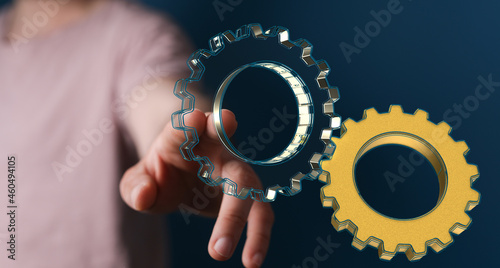 Man draws gears on virtual ...