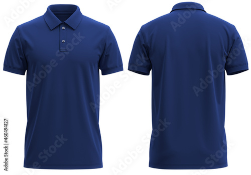 Short-Sleeve polo shirt rib collar and cuff ( Realistic 3d renders ) navy photo