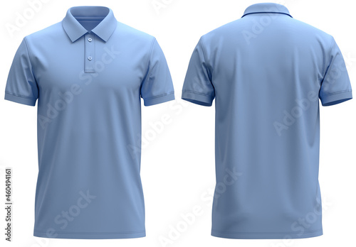 Short-Sleeve polo shirt rib collar and cuff ( Realistic 3d renders ) sky blue