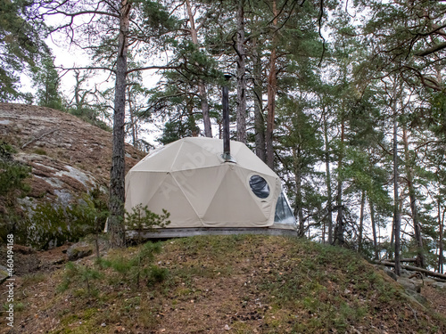 Glamping tent in forest
