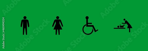 changing room icon set, toilet icon set, changing room and toilet sign symbol