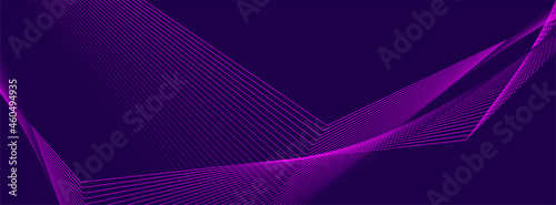 Violet glowing neon curved lines abstract minimal background. Technology vector banner design