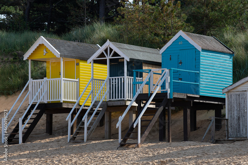 Colourful beach huts at Wells-next-the-Sea photo