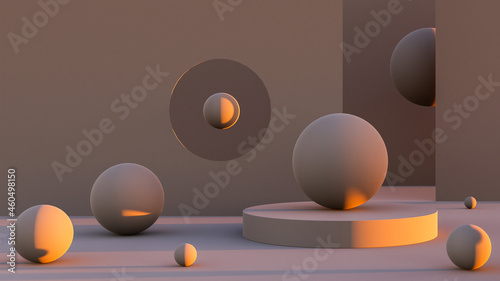 3d render illustration, abstract geometric bodies background. © Anya D