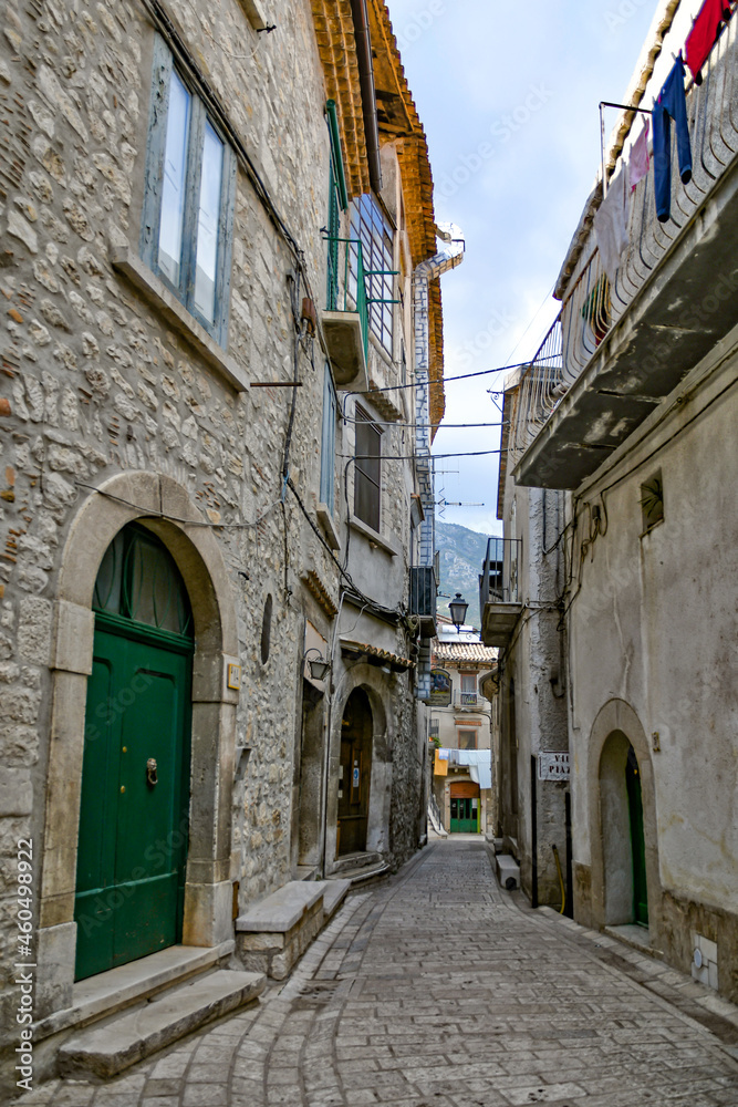 A narrow street of Cusano Mutri, a medieval town of Benevento province, Italy.