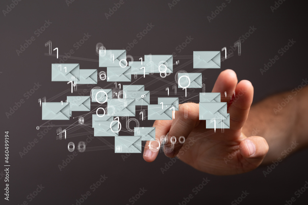 hand using mobile smartphone with email icon, Email concept, copy space hand using mobile smartphone with email icon, Email concept, copy space