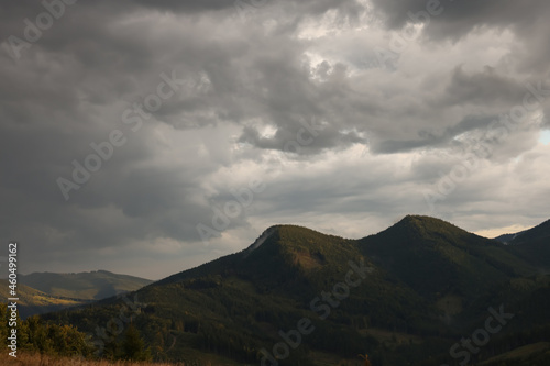 Picturesque view of cloudy sky over majestic mountain landscape