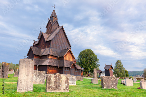 Mystical place, Heddal stave church, Norway. Largest stave church in Norway. Heddal Stavkirke in Notodden, beautifull turistic place.