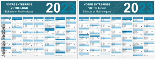 Calendrier 2023 14 mois au format 320 x 420 mm recto verso