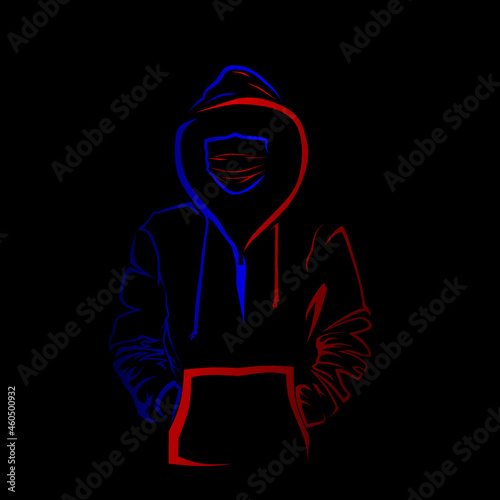 vector of people wearing sweaters and masks.