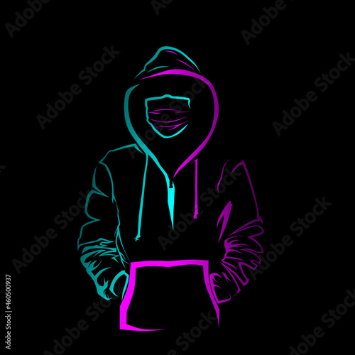 vector of people wearing sweaters and masks.