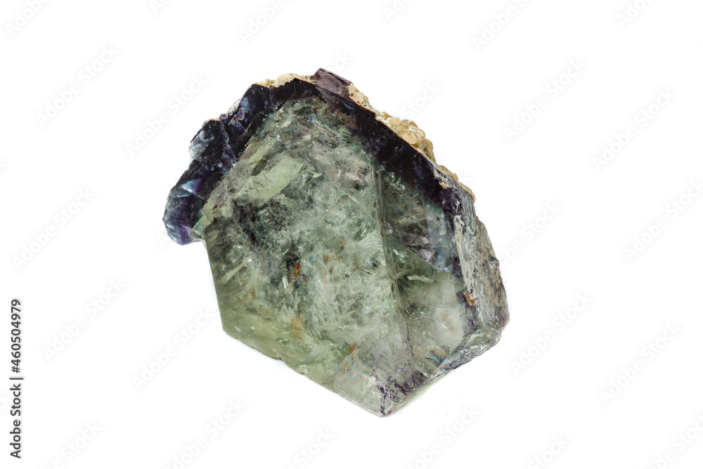 Macro of a mineral stone Fluorite on a white background Macro of a mineral stone Fluorite on a white background