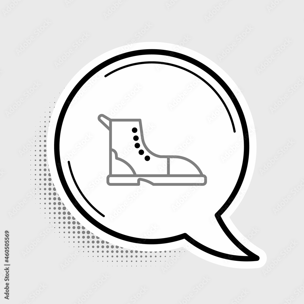 Line Hiking boot icon isolated on grey background. Colorful outline concept. Vector Line Hiking boot icon isolated on grey background. Colorful outline concept. Vector